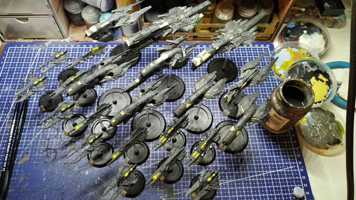 GoblinGamingUK's tweet image. Goblin Julian working hard on his #Dropfleet #UCM fleet for WIP Wednesday. 

How are your projects looking this week? 

#Warmongers #DropfleetCommander #ttcombat #miniatures