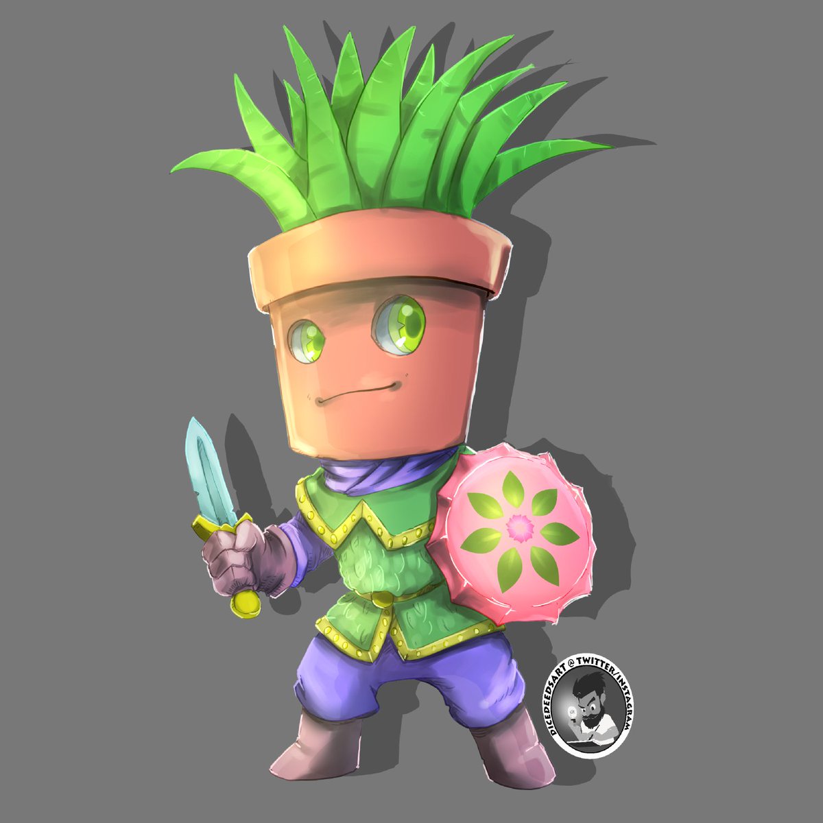 DiceDeedsArt on Twitter: "Little pot plant warrior. February, going against years of inability, I'm going to start a garden. One plant at a time. . . #Garden #illustration #