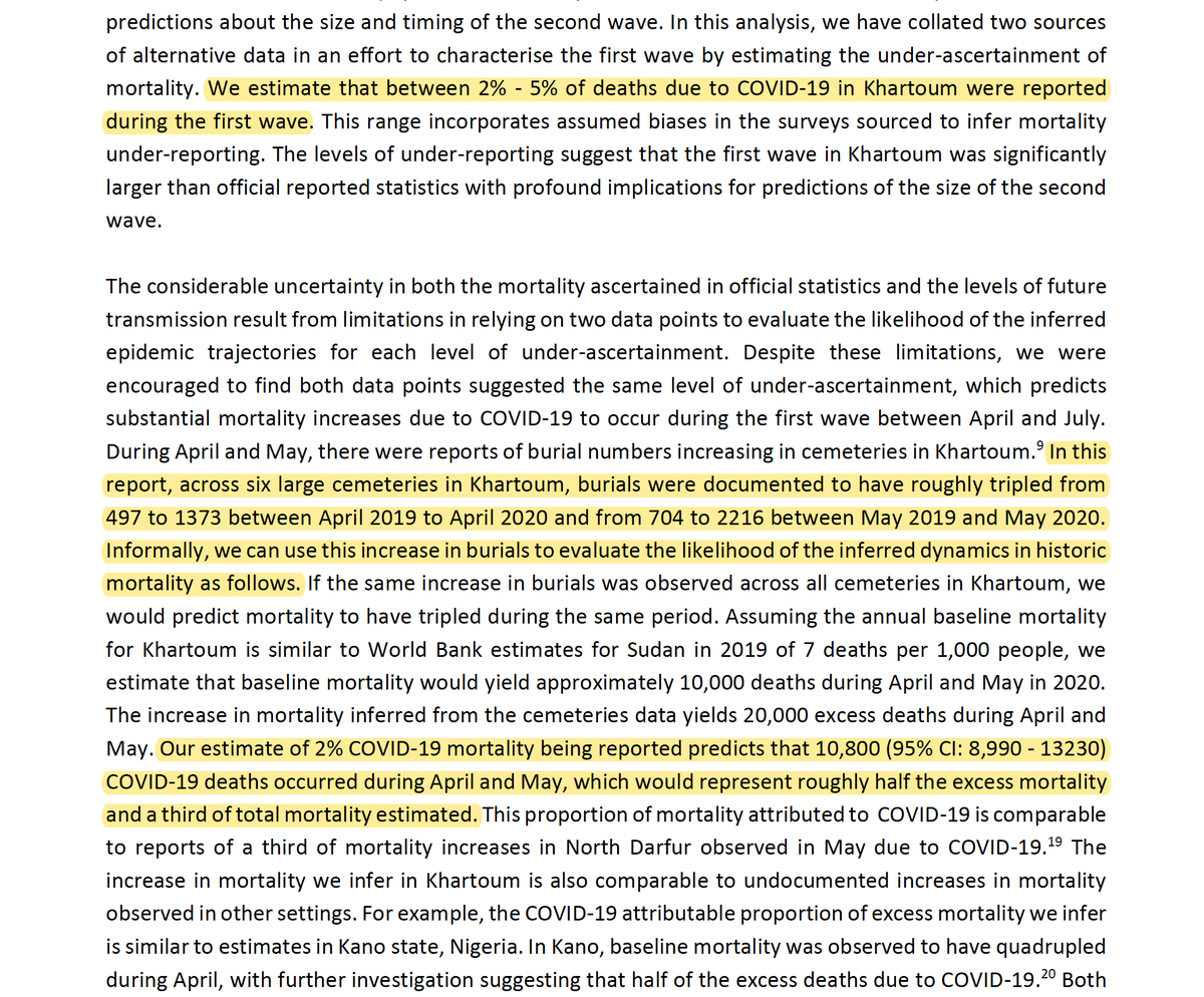 This is a recent, not-yet reviewed study on Khartoum, Sudan.Up to September last year they estimate that only 2% of deaths due to COVID-19 were reported in official reported mortality numbers. https://www.imperial.ac.uk/mrc-global-infectious-disease-analysis/covid-19/report-39-sudan/