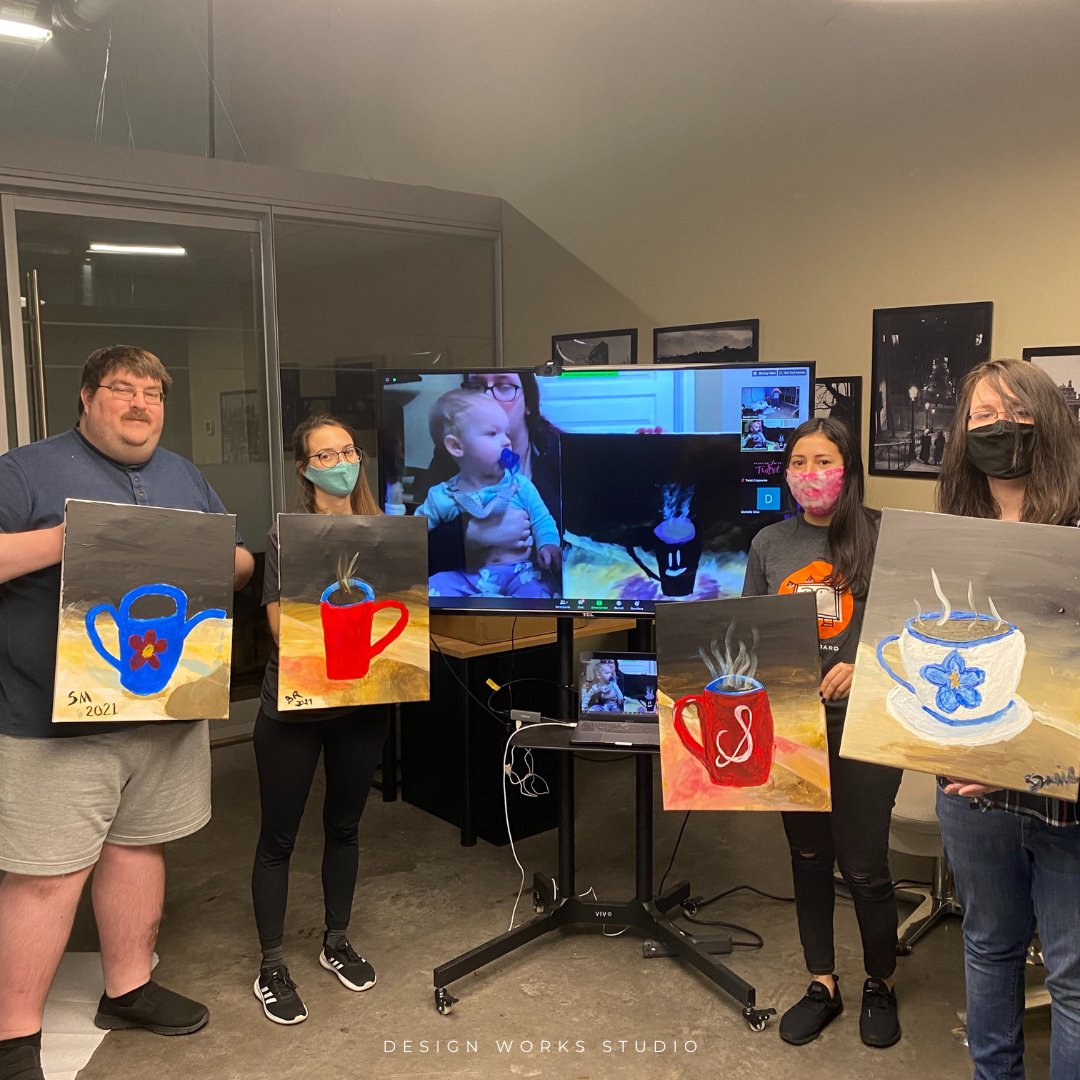 OurDesignWorks's tweet photo. Painting with a Twist was our team building activity to celebrate Sarah and Steven's birthday's in December. FUN!

#teamworks #teambuilding #designcompany #creative #becreative #design #dws #designfm #dfw #paint #painting #grapevine #fun #forfun https://t.co/PVFjYbH6qh