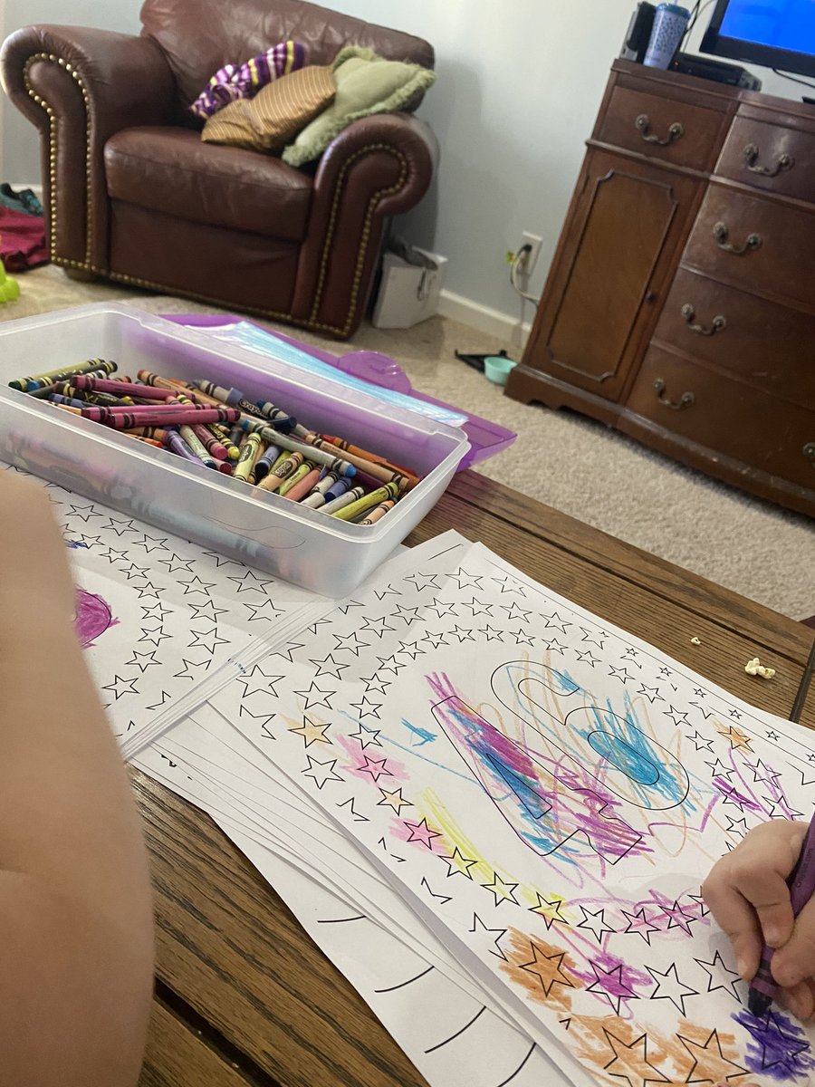 Julia_Biagi's tweet photo. We are loving the coloring pages from @BidenInaugural as we watch the Young America stream! This is such a great stream for our 4 homeschoolers! https://t.co/0NaujW0gMU