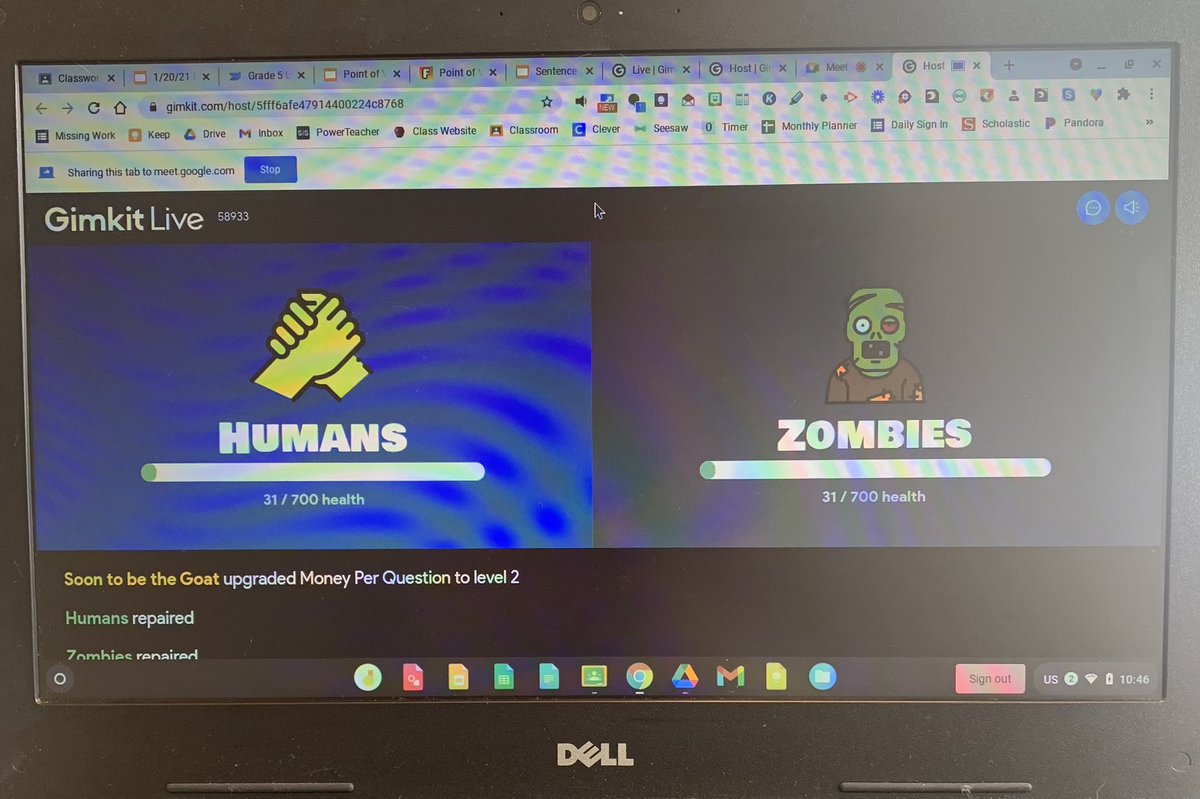 mrssafranek's tweet photo. Nothing like a little Humans vs. Zombies @gimkit to review what we’ve learned about sentence structure! 🧟‍♂️ https://t.co/f4xMWmsNrz