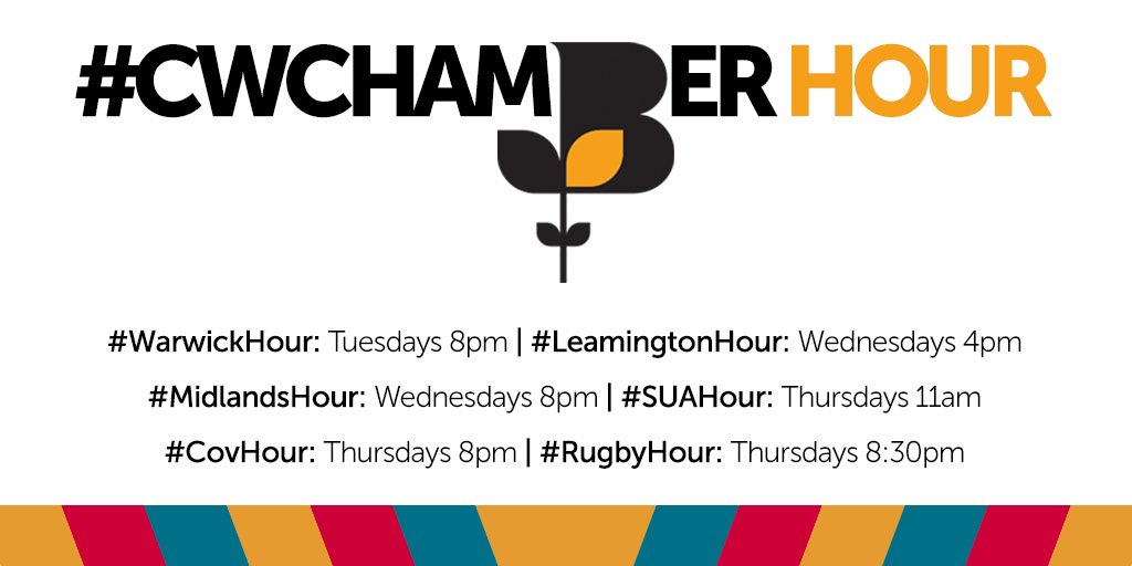 cwchamber's tweet photo. We have loads of fantastic #NetworkingHours on Twitter across #Coventry & #Warwickshire!
Next up from 4pm is #LeamingtonHour, so join in!
Don't forget tomorrow from 8pm is #CovHour!
#CWChamberHour https://t.co/XxJlT4VBbw