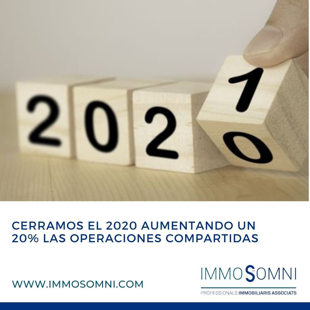 En el 2020 aumentamos un 20% las operaciones compartidas. Orgullosos de los resultados obtenidos a pesar de las dificultades. A por todo este #2021 💪😊
#inmobiliariasbarcelona #profesioanlesinmobiliarios #immosomni #mls #realestateagents