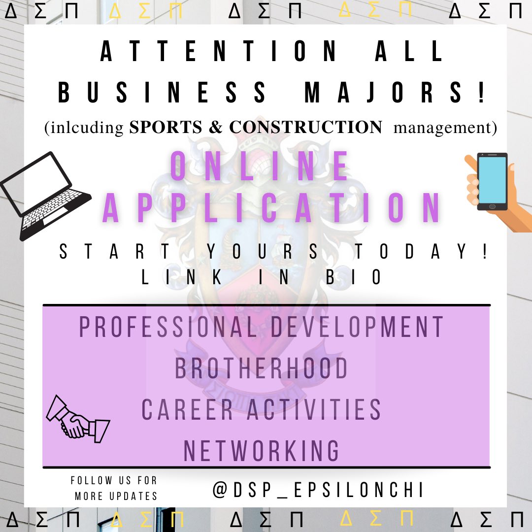 dsp_epsilonchi's tweet image. Application now available 
•• click the link in our bio 
•• sign in to your email 
•• begin your application  
&amp;amp; don’t forget to follow us ! 💛💜
#georgiasouthern #business #recruitment #professional #management #marketing #econ #finance #accounting #gsu22 #gsu23 #gsu24