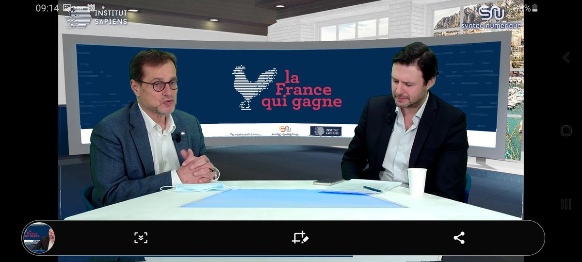 Rencontre #LaFranceQuiGagne: la France actrice de l’innovation en santé par  <a href="/Instit_Sapiens/">Institut Sapiens</a> et @syntecnumerique. Développer les collaborations dans l’écosystème santé en créant des synergies notamment entre la recherche et le domaine applicatif.
#esanté #transfonum #innovation