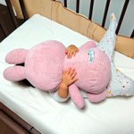 ぬいぐるみを抱えながら眠る女の子の姿が最高にかわいい!投げ出した足がまた最高