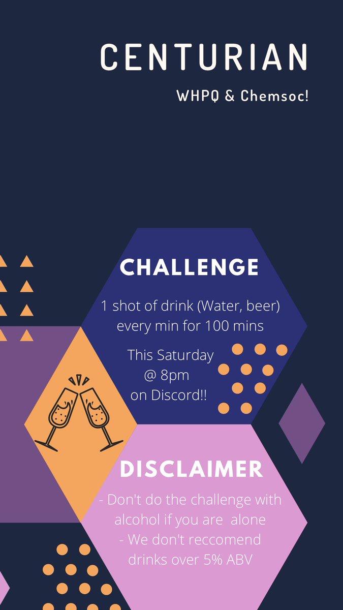 In case you missed on the other socials, we are taking on the Centurion challenge with <a href="/warwickchemsoc/">Warwick ChemSoc</a> on Saturday at 8 on discord! Hope to see there ❤️