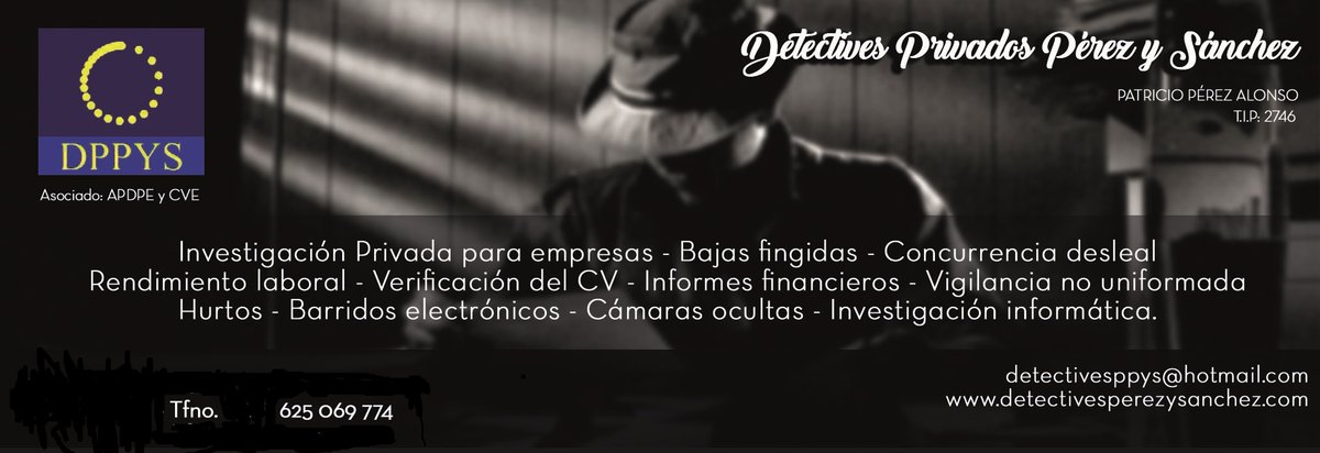 DPPYS's tweet photo. https://t.co/IqGJhkahot
Cuente con nosotros para solucionar su problema, ya sea un empleado desleal, en situación de baja fingida, en situación de baja realizando alguna actividad remunerada, apropiándose indebidamente de un producto o material de la empresas. https://t.co/SGdv6GFcna