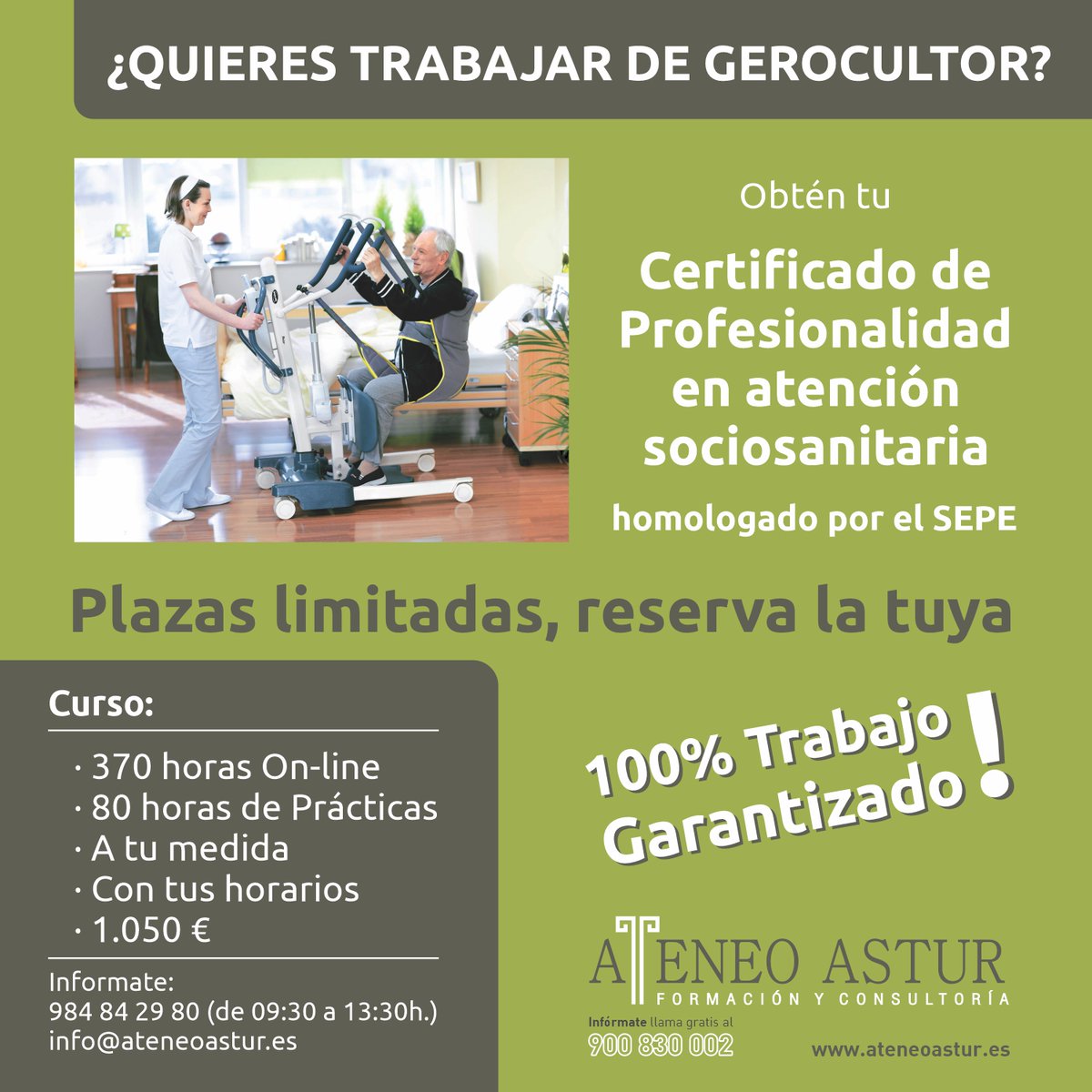 AteneoAstur's tweet photo. Para trabajar en el sector sociosanitario, ya sea en centros de atención a la dependencia o residencias geriátricas, todos los profesionales deben disponer de la titulación requerida. Fórmate con nosotros y así, accede a este sector laboral desde nuestra bolsa de empleo https://t.co/fesg28fSt1