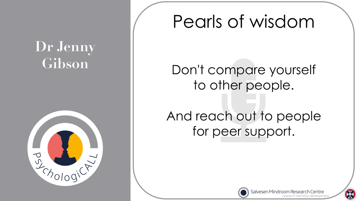  #PsychologiCALL 105 @DrJennyG from  @PEDALCam ( @CamEdFac) has some valuable advice for students and early career researchers who may be struggling during  #lockdownuk #PhDChat  #PhDLife  #PhDAdvice  #ECRChat  #ECRadvice  #AcademicTwitter  #PearlOfWisdom