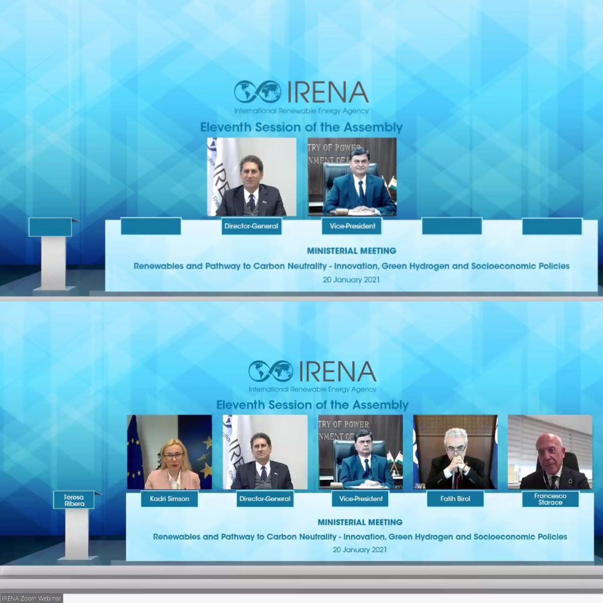 The Hon’ble Minister of State (IC) for Power and New & Renewable Energy, Shri R K Singh, chaired the Ministerial Plenary meeting on ‘Renewables and Pathway to Carbon Neutrality- Innovation, Green Hydrogen and Socioeconomic Policies’ at the 11th Session of @IRENA Assembly today. https://t.co/oajKR8UMvH