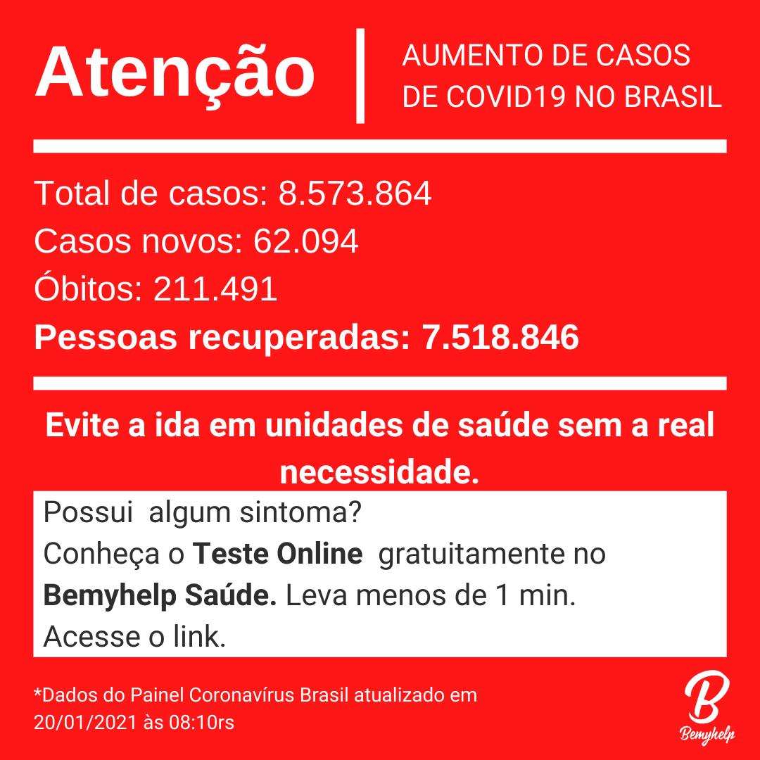 bemyhelp_h's tweet photo. Devido o crescimento dos casos compartilhamos o Teste de Sintomas da Covid19. 👇
https://t.co/WwlJU7wq7U
Atendimento via Teleconferência.👇
https://t.co/utKCawVund https://t.co/AMoSQfILOe