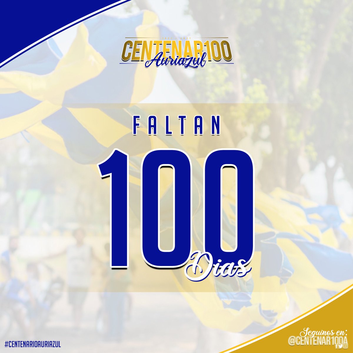 Arranca la cuenta regresiva del histórico día que viviremos en la República de Luque, cada vez falta menos para el #CentenarioAuriazul.

- Faltan 100 días -