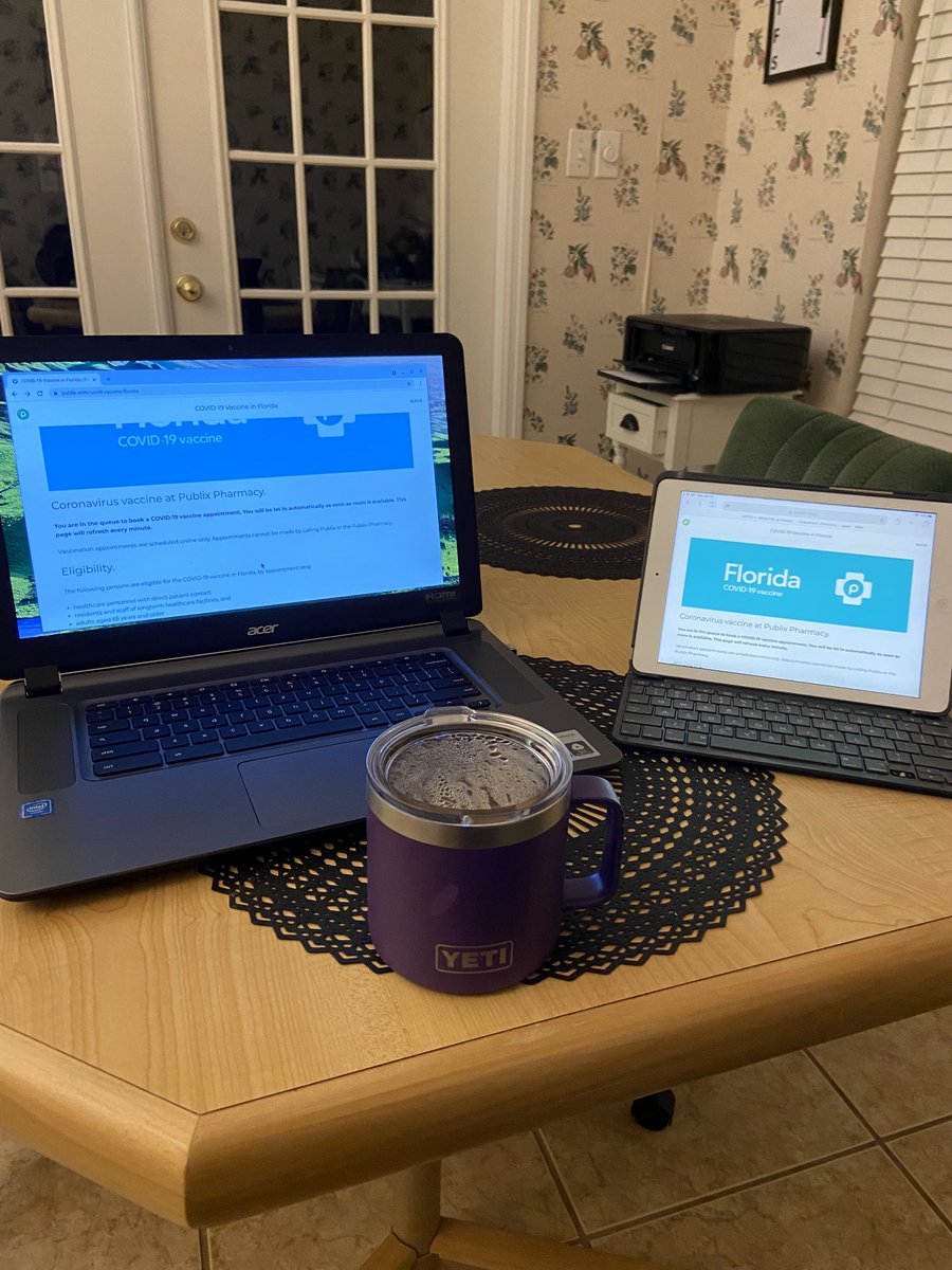 My war room for scheduling a COVID-19 vaccine <a href="/Publix/">Publix</a>. Been in queue for over 40 minutes. This system sucks.