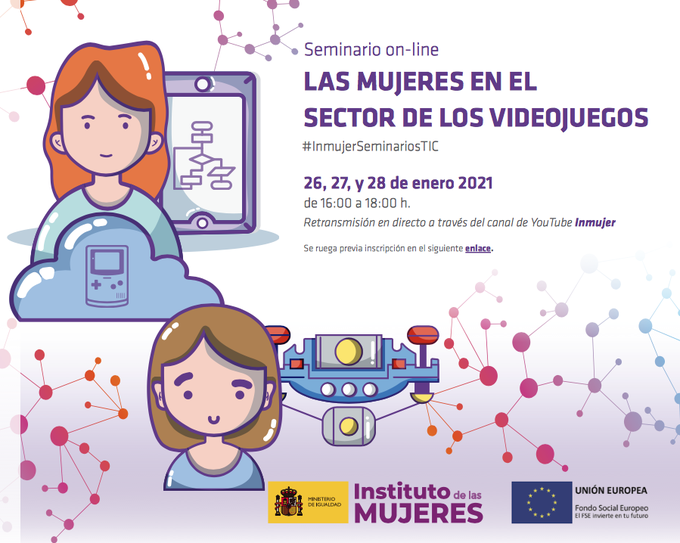 aordas's tweet photo. 🎮 Seminario online 'Las mujeres en el sector de los videojuegos'. 26, 27 y 28 de enero ➡️ https://t.co/NWzrXBOlGN https://t.co/cDhbWHoQUy