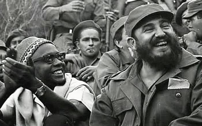 Cuba was a big supporter. Cabral had written a thesis on one of the towns in Cuba related to his studies. In 1965 Che Guevara met Cabral and later that year weapons were shipped to the PAIGC in Conakry to aid in the war effort. Here's a picture of Fidel Castro with Cabral.