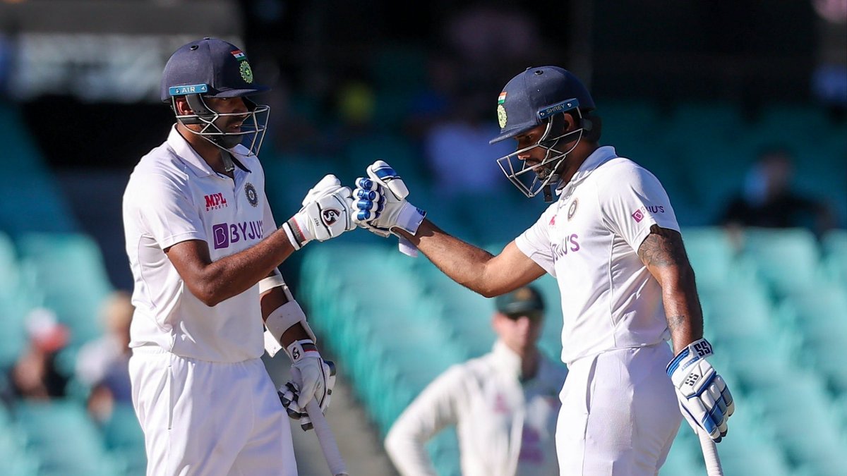 Then comes the heroes (savers)Hanuma Vihari, who would have lost his place in the next test plays a classic test knock - 23*(161)Ashwin - whose batting skills are almost forgotten by many & sometimes overshadowed by Jadeja, scored 39 off 128 to save the test.The fact is+