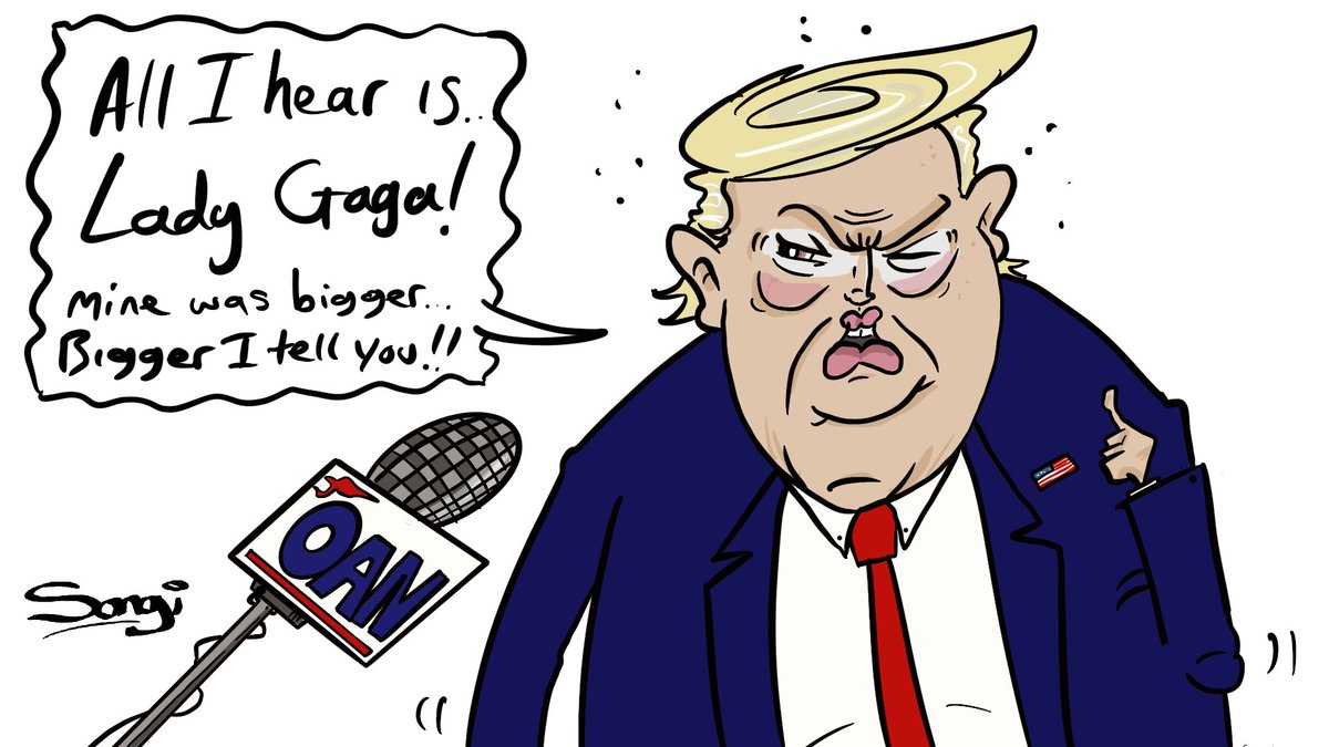 Songicartoons's tweet photo. Squeezing out that last little Trump... #TrumpsLastDay #DrawTheInauguration ... pardon me! ⁦@MartinRowson⁩ https://t.co/xEKS3xw8k3