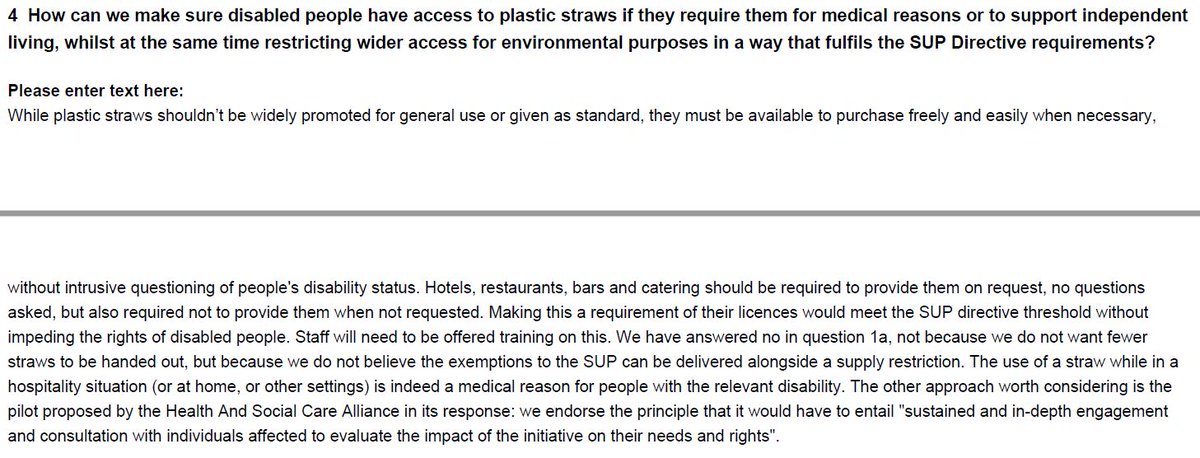 Some disabled people need plastic straws, so a ban isn't the right course of action there 