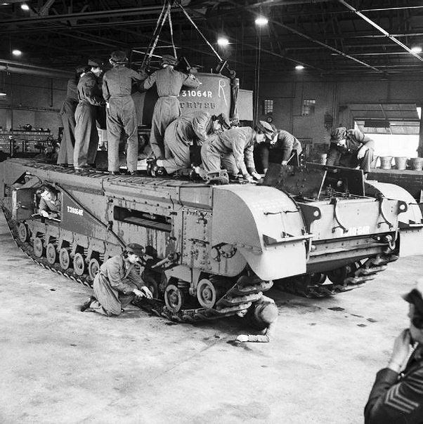 Instead of scrapping the cantankerous Churchill project, Vauxhall and the Army elected to make them, in the words of the Director of Tank Design, "mechanically reliable and in every way battle ready."Through near-nut and bolt factory rebuilds the Churchill was revitalised. /12