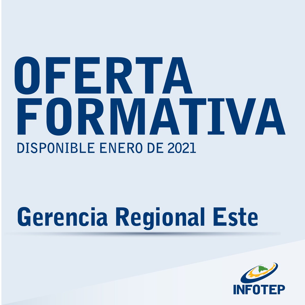 InfotepRD's tweet photo. Oferta formativa disponible en la Gerencia Regional Este.

Publicándose en el transcurso del día de hoy, en la plataforma https://t.co/5EemnCxFbK

#CursosINFOTEP
#infotepvirtual 
#CapacitarEsProgresar https://t.co/YcLvBDBJsS