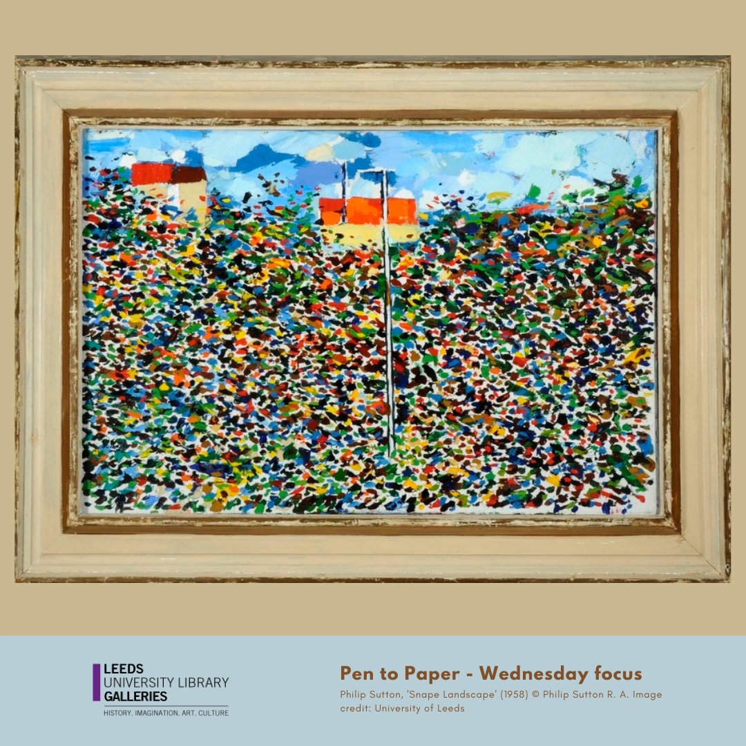 LULGalleries's tweet photo. Leaves? Confetti? Raindrops on the window? What do you see in this explosion of colour?

For this week's #PenToPaper let this expressive landscape by British artist Philip Sutton R. A. inspire the setting for your writing. How many of the senses can you evoke in your description? https://t.co/wfcd67lamd