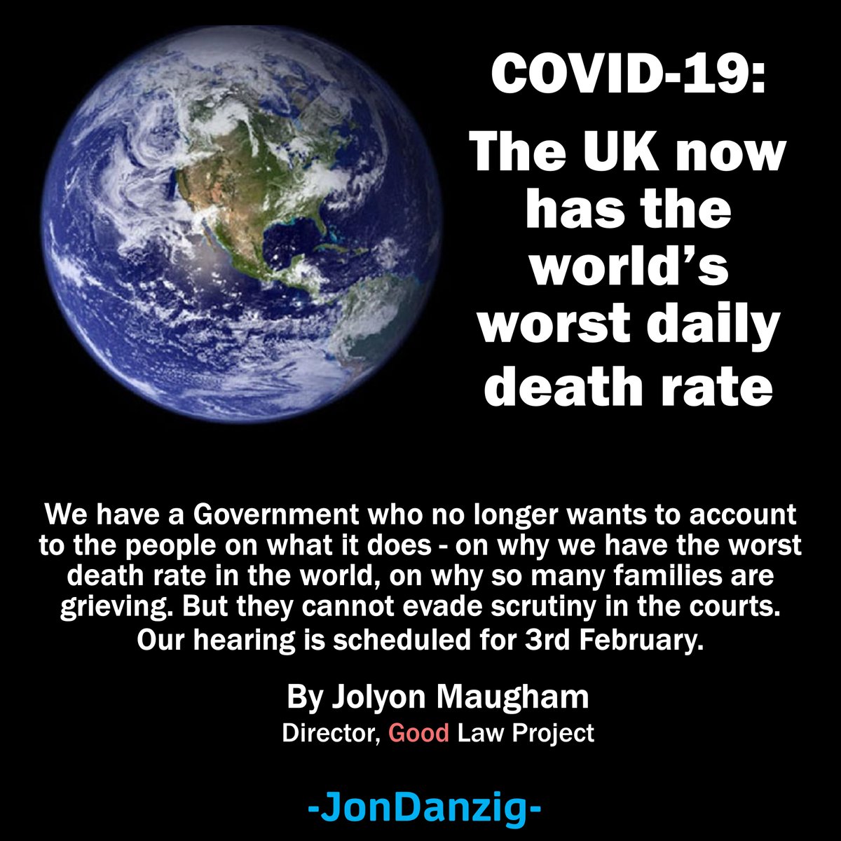 Jon_Danzig's tweet photo. ‘We have a Government who no longer wants to account to the people on what it does – on why we have the worst death rate in the world, on why so many families are grieving,’ asserts @JolyonMaugham of the @GoodLawProject. Join discussion on Facebook: https://t.co/hl3jAoJhPb https://t.co/2orul8WKzS