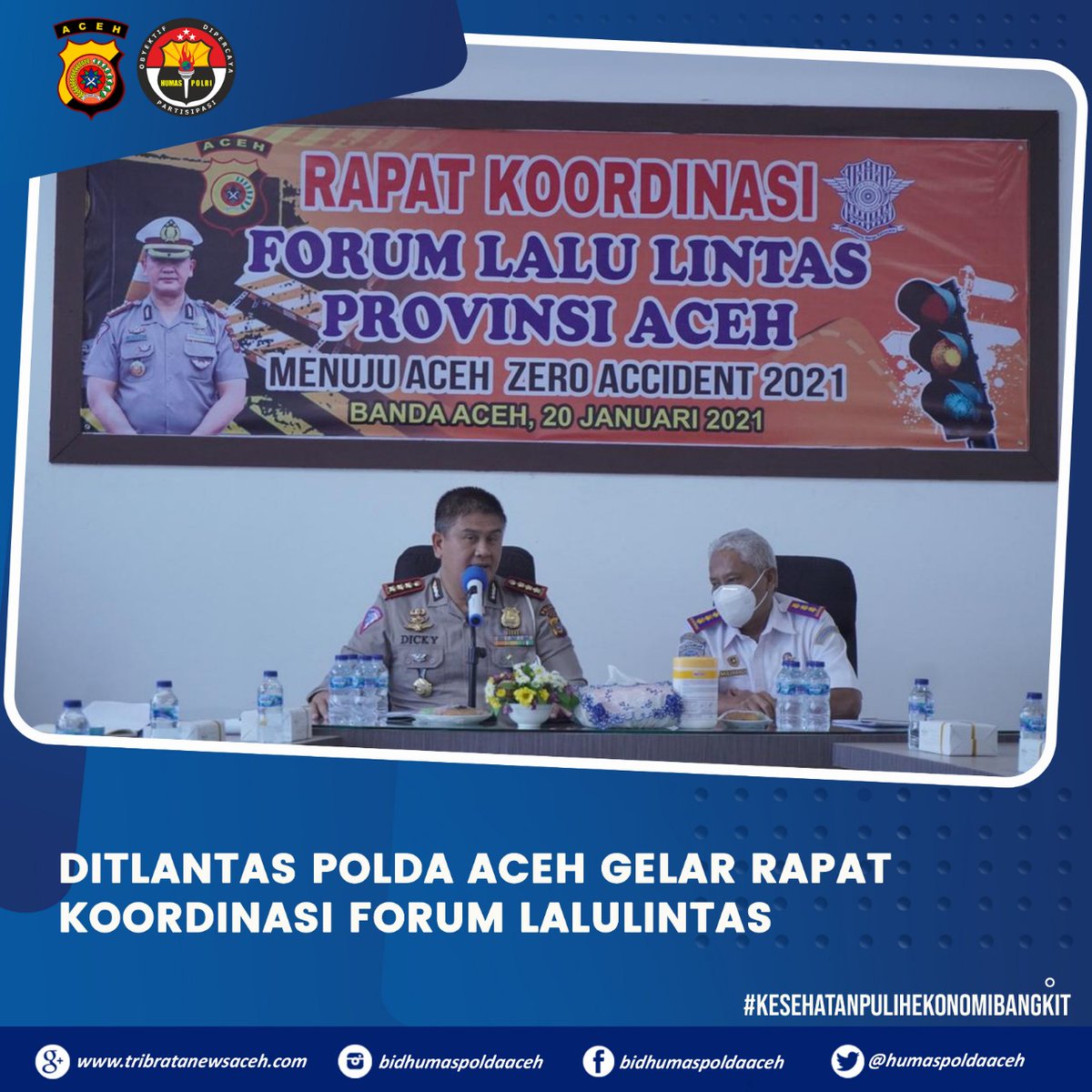 HumasPoldaAceh's tweet photo. Direktorat Lalu Lintas Polda Aceh, Rabu (20/01/2021) menggelar rapat yg menghadirkan forum lalu lintas Aceh Tahun 2021 yg bertempat di aula rapat Ditlantas Polda Aceh, Kota Banda Aceh
@DivHumas_Polri
@indo_pol
@ditlantasaceh
#bidhumaspoldaaceh #poldaaceh #polripromoter https://t.co/kpW9DFXWbq
