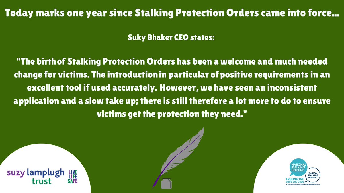 RPhelpline's tweet photo. Today marks 1 year since #StalkingProtectionOrders came into force to protect victims of stalking. 

Find more info here 👇
https://t.co/qOc0ZiYLlK 

#StalkingAwareness #SPOs @live_life_safe https://t.co/9YiZ96NpzT