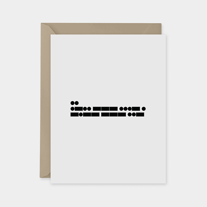Minimal black and white Morse code “I Love You” cards are available in two sizes A2 (4.25″ x 5.5″) and A7 (5″x7″). It can be customized with personalized greetings. In stock, order online bit.ly/2K8mvUG