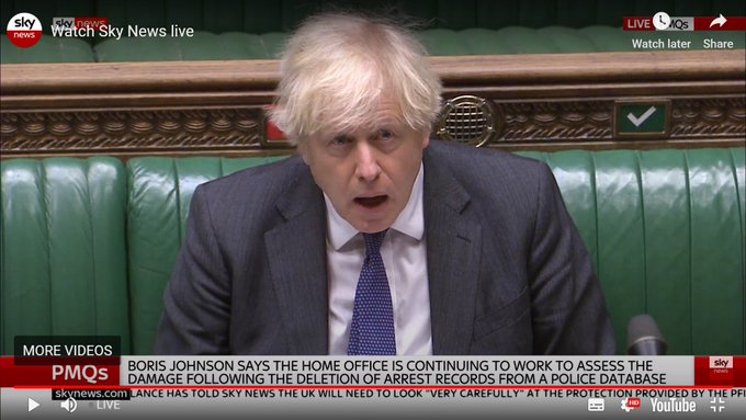KeeleyMP's tweet photo. We get used to seeing Boris Johnson floundering with no answers at PMQs.

But the mass deletion of fingerprint, DNA and arrest history records was a shocking failure and Johnson should have had answers.

@Keir_Starmer right to hold PM to account on this. https://t.co/IJbwwyag4n