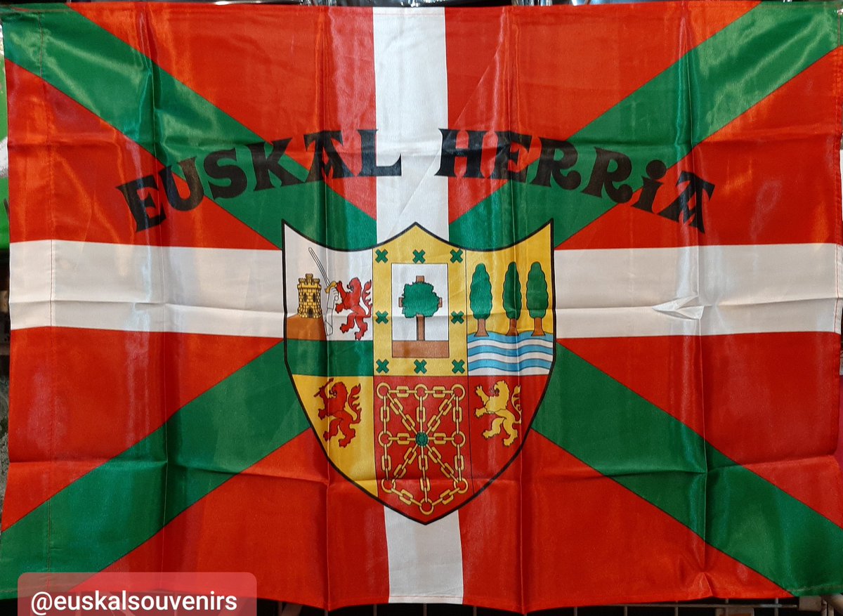 euskalsouvenirs's tweet photo. Ikurriña con escudo de Euskal Herria / Euskal Herria armarria duen Ikurriña
Dos tamaños / Bi tamainak:
90 x 60 cm./zm. : 5,00 €
150 x 100 cm./zm. : 7,50 €
📍https://t.co/JO5rG7j7sX
#ikurriña #euskalherria #zazpiakbat #banderavasca #basqueflag https://t.co/lHu0nsIVwr