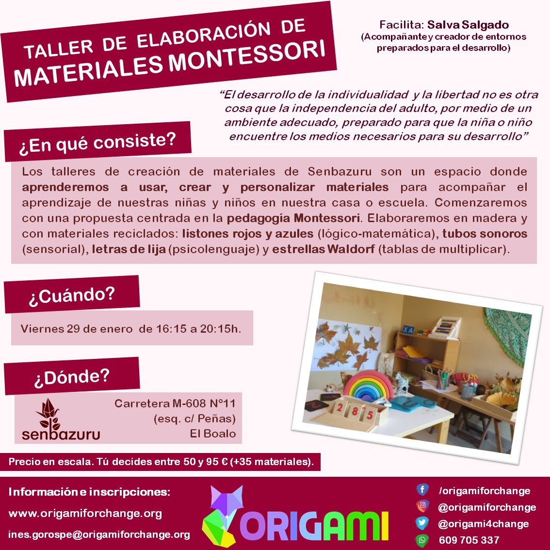 Talleres de creación de materiales educativos en #Senbazuru. Comenzamos con carpintería y estas propuestas #Montessori y #Waldorf origamiforchange.org/event/elaborac…