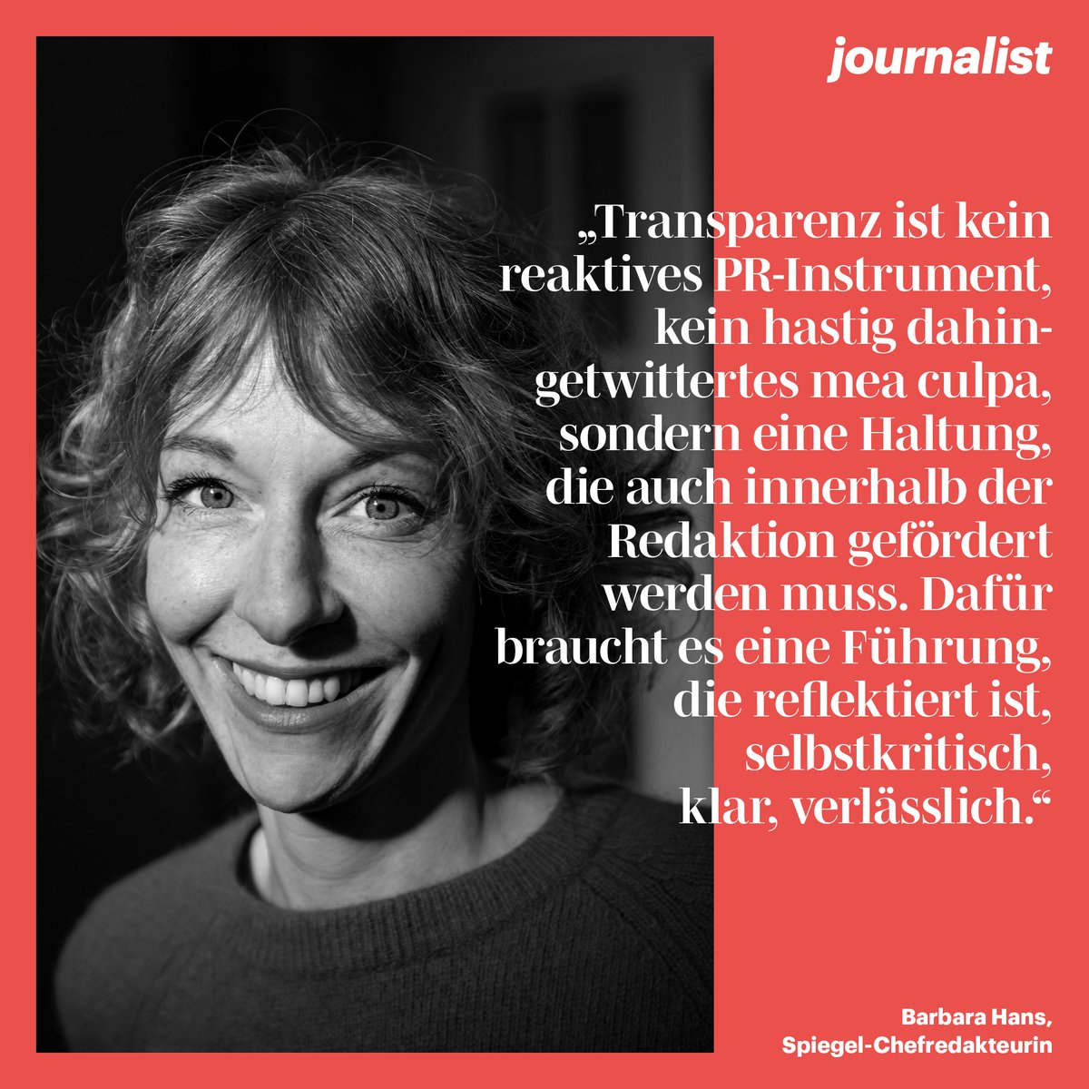 Wie kann es Journalist*innen gelingen, aus Misstrauensbeziehungen wieder Vertrauensbeziehungen zwischen Redaktion und Publikum zu machen? Es braucht Mut, Transparenz und Glaubwürdigkeit, sagt Spiegel-Chefredakteurin <a href="/barbarahans/">Barbara Hans</a>. journalist.de/startseite/det…