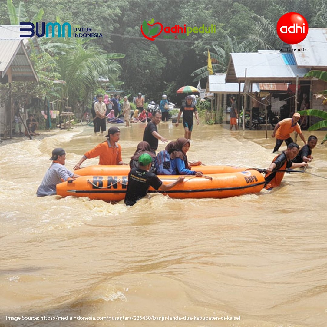 adhikaryaID's tweet photo. #SobatADHI bencana banjir yang menimpa Provinsi Kalimantan Selatan cukup membuat awal tahun ini menjadi cukup kelabu. Banjir diduga akibat meluapnya air Sungai Martapura dan Sungai Riam Kiwa setelah beberapa hari diguyur hujan lebat.
#ADHIPeduli
#BanjirKalsel
#ADHIKarya https://t.co/UhW5FxVNeh