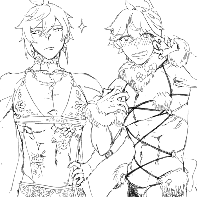 oh i forgot to post it here actually, #childe and #zhongli in fgo royal icing and dangerous beast respectively. this only happened bec frend's brainworms got to me wkwkwk 