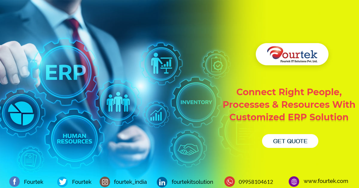 Get great control over your business with the most reliable, secure and customized #ERP systems in the world. Whether its related to #finance, #stock control, #CRM, #sales, services, reporting or #manufacturing, handle all your #business needs with ERP solution from #Fourtek.