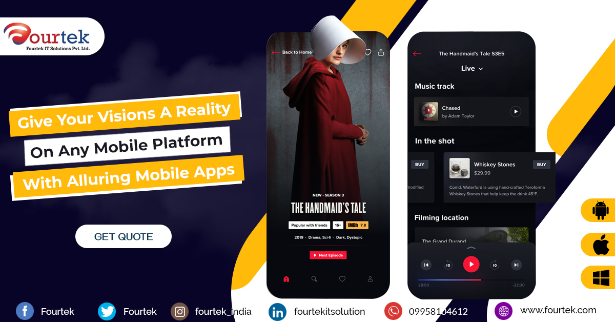 See your #visions realized on #iOS, #Android or on both platforms and reach out to more potential customers with intuitive #mobile #application #development solutions from #Fourtek.  Call +91-9958104612 or Visit bit.ly/2XMZwjo !!