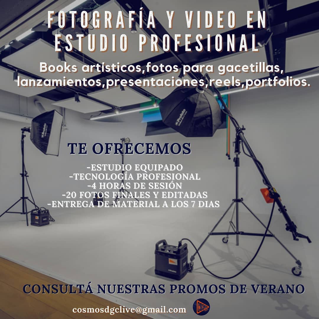 A partir de hoy vas a poder solicitar nuestro servicio profesional de FOTOGRAFÍA Y VIDEO, en un estudio absolutamente profesional con el mejor equipamiento técnico.
Individuales ,grupales,artisticos, privados,books,gacetillas,para profesionales de cualquier área,lanzamientos,etc.