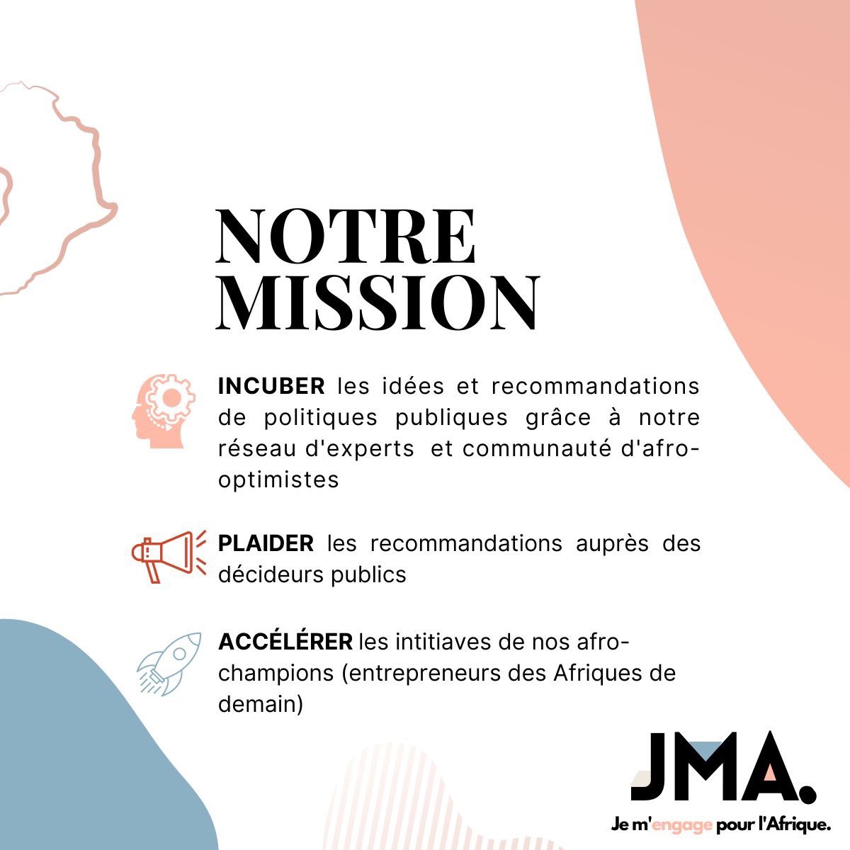 JMAfrique's tweet photo. 🦸🏽♀️Afro-optimistes engagés, nous sommes convaincus qu’il est temps de changer les narratifs autour du continent africain, de donner la parole à la jeunesse et de faire bouger les lignes !
#Incuber, #plaidoyer, #accélérer, telle est notre mission ! 👇🏾👇🏾 https://t.co/lVv2HCZJ96