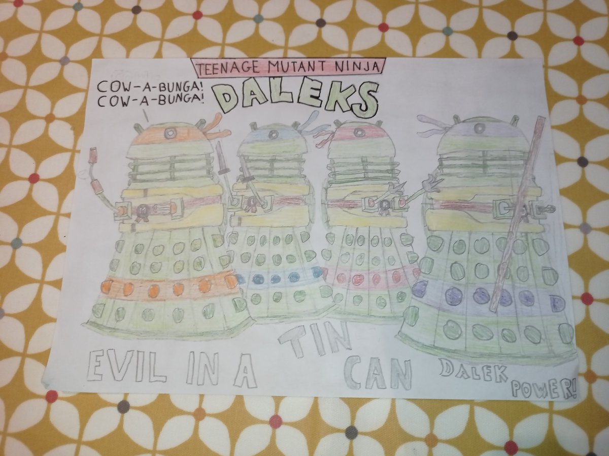 consultantjuice's tweet image. Art work free hand drawn by my 11yo daughter .. Who send to be obsessed with #Darleks @bbcdoctorwho #EvilInaTinCan #DarlekPower