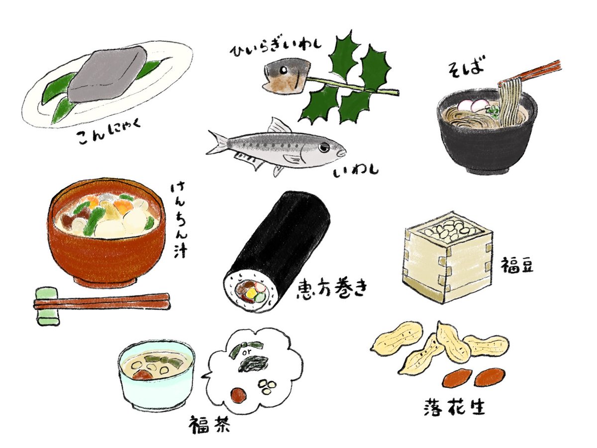 みきたにし 描いたり弾いたりする人 節分の食べ物 恵方巻きを全国区にしたのセブンイレブンて本当 節分 お絵描き Adobe Fresco で作成 Adobefresco