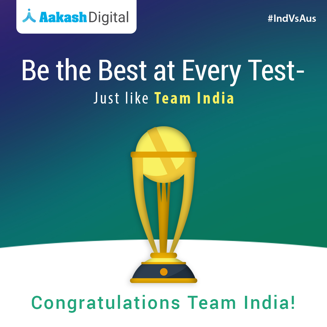 aakash_digital's tweet photo. Extraordinary victory in an extraordinary test. Congratulations! Men in Blue. You made us proud!
#TeamIndia #MenInBlue #INDvsAUS #AakashDigital https://t.co/INRBuwPbUk