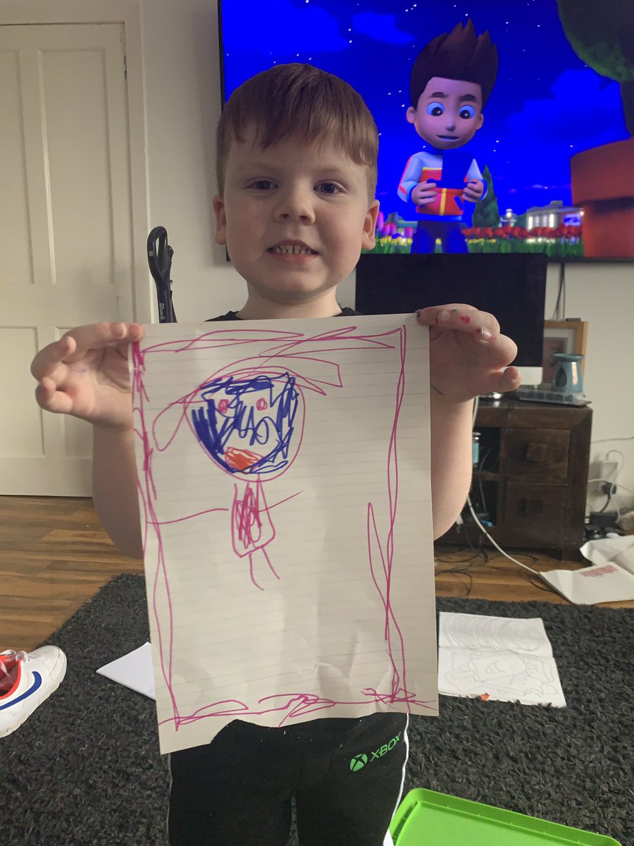 Olly in P1B is missing his teacher Miss Crilly. He has drew a wee picture of her and is planning on giving it to her when he can see her again. <a href="/GrantonPS/">Granton Primary</a>