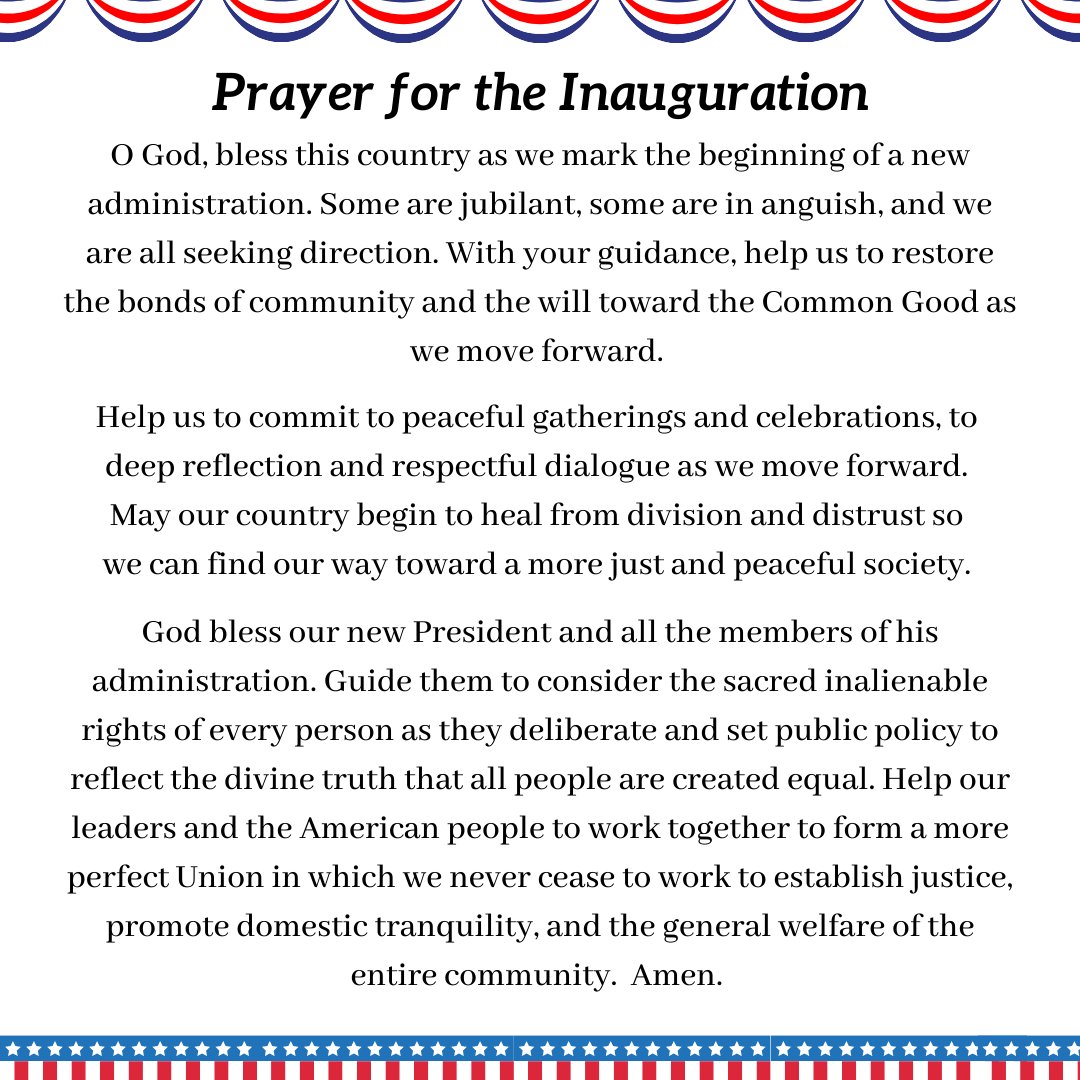 beatrinitarian's tweet photo. On inauguration day, we pray for all elected officials. May Joe Biden lead our nation with compassion and seek to honor the dignity of every human person. https://t.co/9yaQbtKXQQ