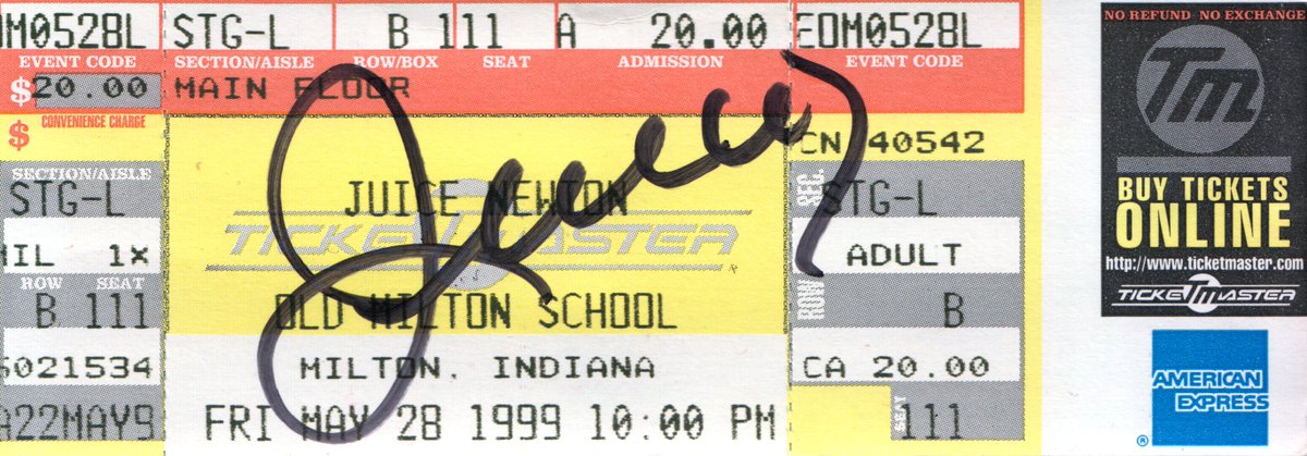 SteveBaker96's tweet photo. Back when #TheOldMiltonSchool in #MiltonIndiana existed and brought some awesome country acts to town. #ticketstubs #ConfederateRailroad #JuiceNewton @martystuarthq #Ricochet https://t.co/JBSkh2vhQA