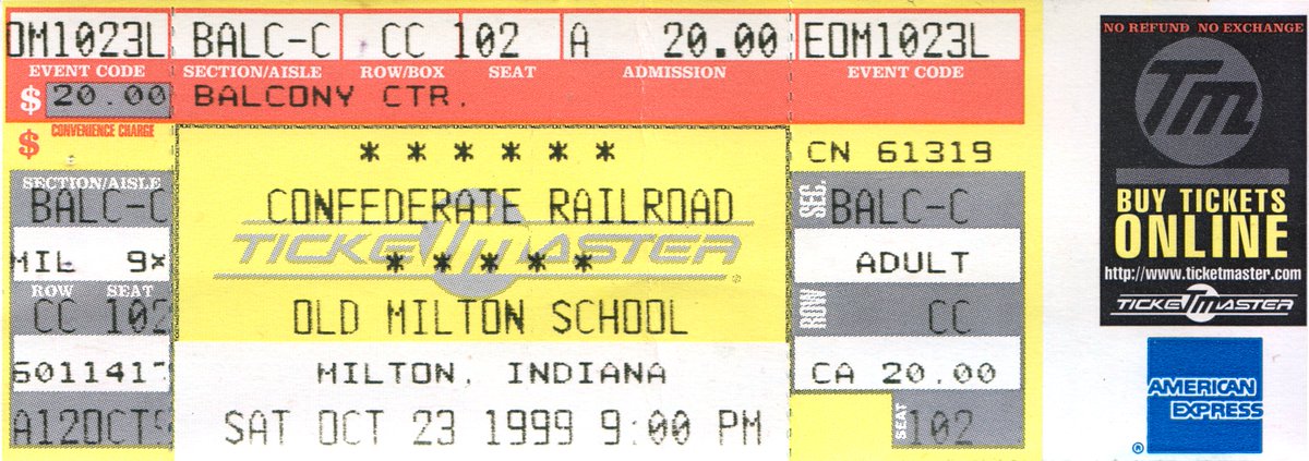 SteveBaker96's tweet photo. Back when #TheOldMiltonSchool in #MiltonIndiana existed and brought some awesome country acts to town. #ticketstubs #ConfederateRailroad #JuiceNewton @martystuarthq #Ricochet https://t.co/JBSkh2vhQA