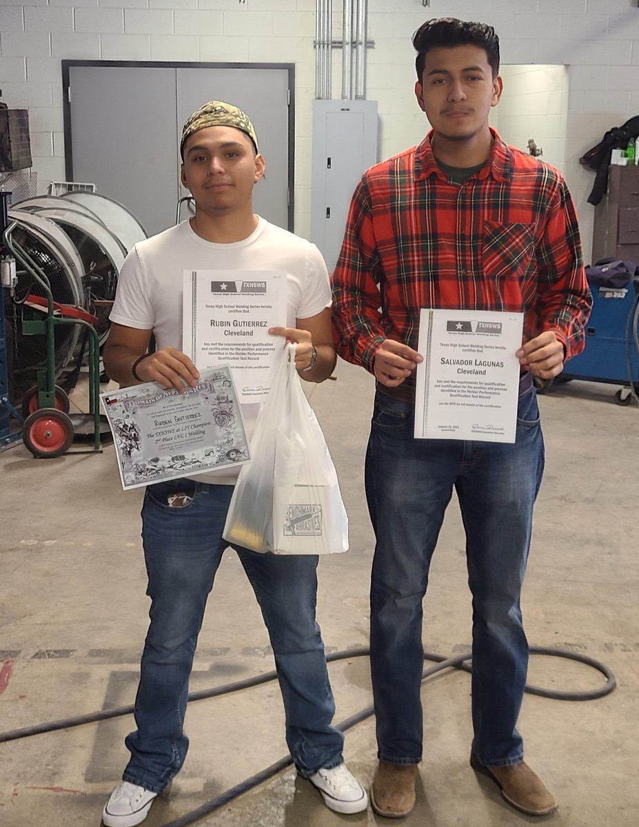 Congratulations to our welding students who competed at the Lamar Institute Technology competition. All students received the AWS cert. Ruben Gutierrez - 2nd place out of 57 Ss, $1,000 to The Ocean Group Corporation; Salvador Lagunas - Certification Ss. #Just4Kids #IndianPride