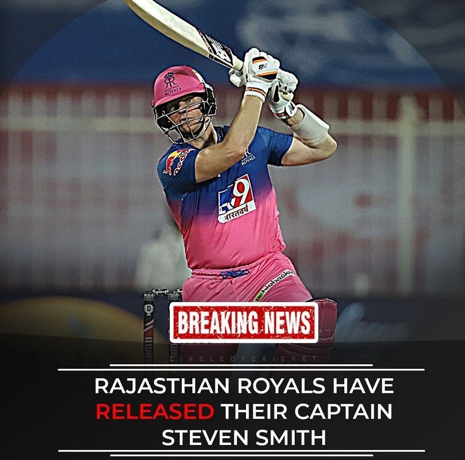 Tafri_Rocket's tweet photo. BREAKING: Rajasthan Royals Have Released Their Captain Steve Smith Ahead Of IPL 2021. 

#IPLRetention #SteveSmith #RajasthanRoyals #IPL2021 https://t.co/Hhm1sjFozG
